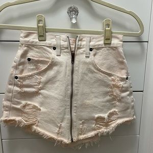 Light pink denim skirt